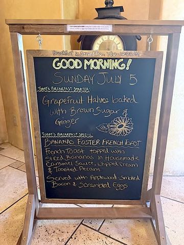 Sunday's chalkboard: baked grapefruit, then Bananas Foster French toast